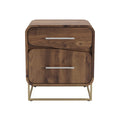 Modern Wooden Nightstand with Curved Design and Metallic Legs