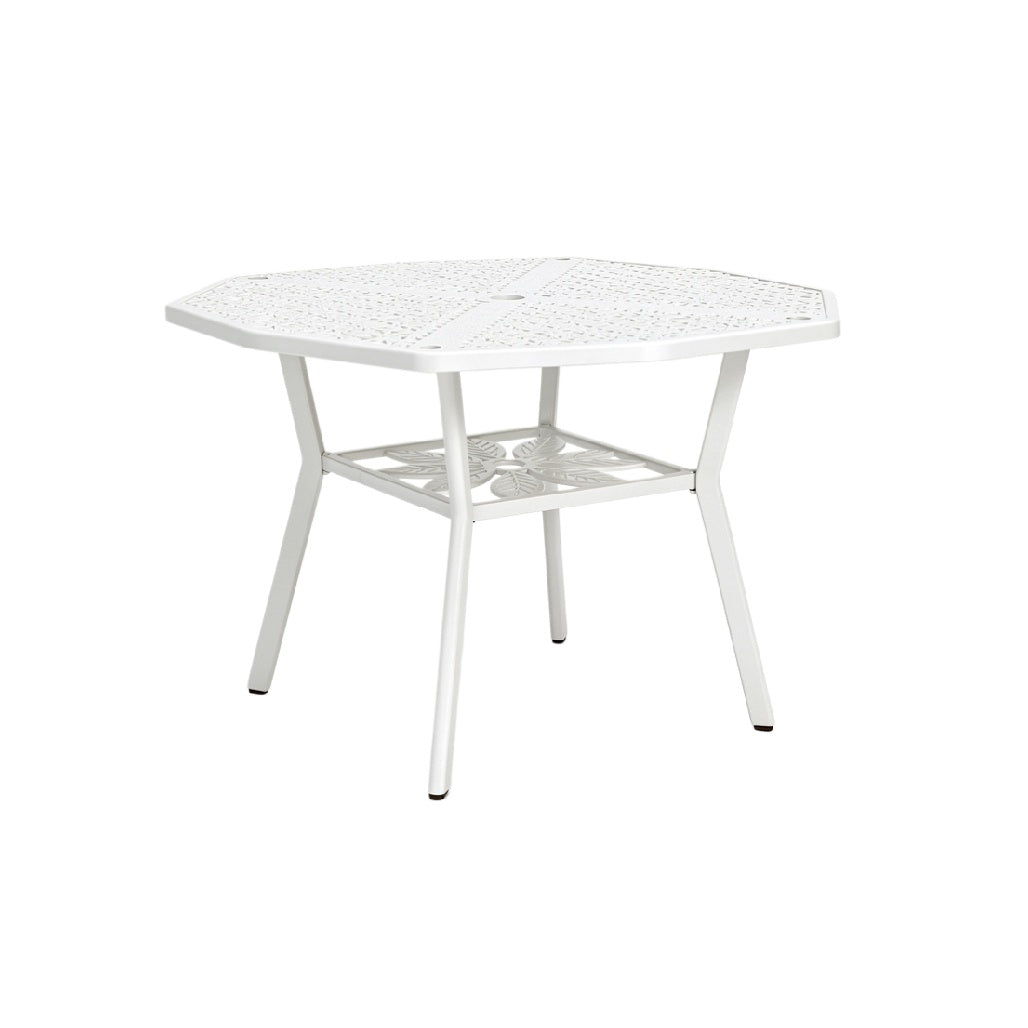 Modern White Metal Outdoor Dining Table with Octagonal Design