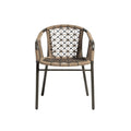 Modern Woven Chair with Metal Frame and Natural Rattan Accents